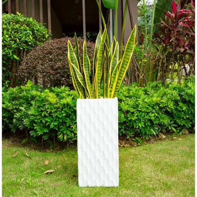 27.6" Square Concrete/Fiberglass Elegant Retro Indoor/Outdoor Planter Pure White - Rosemead Home & Garden, Inc. 3 27.6" Square Concrete/Fiberglass Elegant Retro Indoor/Outdoor Planter Pure White - Rosemead Home & Garden, Inc. - Image 3
