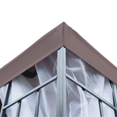 Outsunny 10'x10' Outdoor Gazebo, Double Tiered Canopy Tent With Mosquito Netting, And Steel Frame For Patio, Backyards And Parties, Coffee 5 Outsunny 10'x10' Outdoor Gazebo, Double Tiered Canopy Tent With Mosquito Netting, And Steel Frame For Patio, Backyards And Parties, Coffee - Image 5