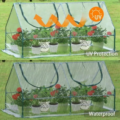 Aoodor 6' X 3 ' X 3' Portable Mini Greenhouse PE Cover 2 Zipper Door 4 Aoodor 6' X 3 ' X 3' Portable Mini Greenhouse PE Cover 2 Zipper Door - Image 4