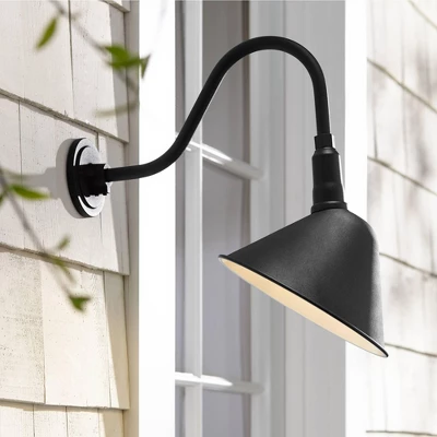 Franklin Iron Works Neihart Rustic Farmhouse Outdoor Barn Light Fixture Black Curving Gooseneck 18" For Post Exterior Barn Deck House Porch Yard Patio 1 Franklin Iron Works Neihart Rustic Farmhouse Outdoor Barn Light Fixture Black Curving Gooseneck 18" For Post Exterior Barn Deck House Porch Yard Patio