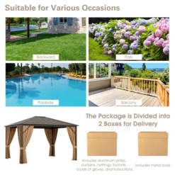 Costway 12' X 10' Patio Hardtop Gazebo W/ Galvanized Steel Top Aluminum Frame Outdoor -Sunnydaze Decor Store GUEST 33405ccf d6e0 4205 8b6a caac62897220