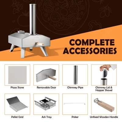 Costway Wood Pellet Pizza Oven Pizza Maker Portable Outdoor Pizza Stone W/ Foldable Leg 4 Costway Wood Pellet Pizza Oven Pizza Maker Portable Outdoor Pizza Stone W/ Foldable Leg - Image 4