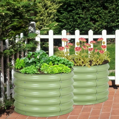 Aoodor Metal Raised Garden Bed Galvanized Outdoor Garden Planter Box Set Of 2 8 Aoodor Metal Raised Garden Bed Galvanized Outdoor Garden Planter Box Set Of 2 - Image 8