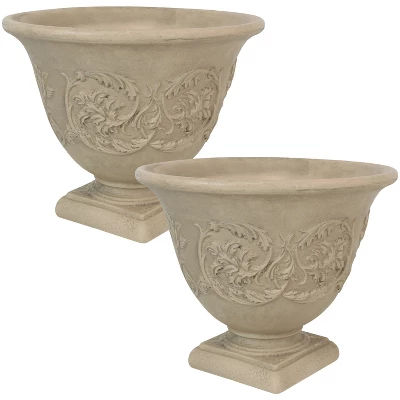 Sunnydaze Decor Sunnydaze Indoor/Outdoor Patio, Garden, Or Porch Weather-Resistant Double-Walled Darcy Flower Pot Planter - 16" - Beige 8 Sunnydaze Decor Sunnydaze Indoor/Outdoor Patio, Garden, Or Porch Weather-Resistant Double-Walled Darcy Flower Pot Planter - 16" - Beige - Image 8