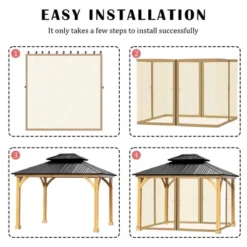 Aoodor Gazebo Netting Screen Replacement Universal 4-Panel Sidewalls 10' X 13' (Only Netting) -Sunnydaze Decor Store GUEST 3405a98c 2669 4921 b59c 371a5b44ef61 2