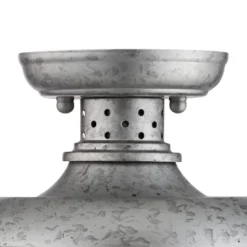 Franklin Iron Works Rustic Farmhouse Semi Flush Mount Outdoor Ceiling Light Fixture Galvanized Cage 8 1/2" White Glass Damp Rated For Exterior Barn -Sunnydaze Decor Store GUEST 34b9940a 8cc1 4148 b1dc 5713452cb712