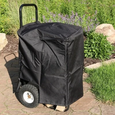 Sunnydaze Decor Sunnydaze Outdoor Firewood Log Rack Cart Carrier With Heavy-Duty Weather-Resistant Polyester Cover - Black 8 Sunnydaze Decor Sunnydaze Outdoor Firewood Log Rack Cart Carrier With Heavy-Duty Weather-Resistant Polyester Cover - Black - Image 8