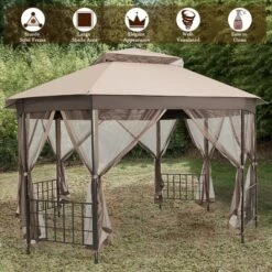 Costway 10' X 12' Octagonal Patio Gazebo Canopy Shelter Double Top W/Netting Sidewalls -Sunnydaze Decor Store GUEST 35dda9fa 7f53 4a13 b145 2db7278c0081