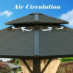 Aoodor 12'x 12' Aluminum Gazebo With Mosquito Netting And Curtain -Sunnydaze Decor Store GUEST 365d3001 0791 4355 ade8 57ce45dc3b2b