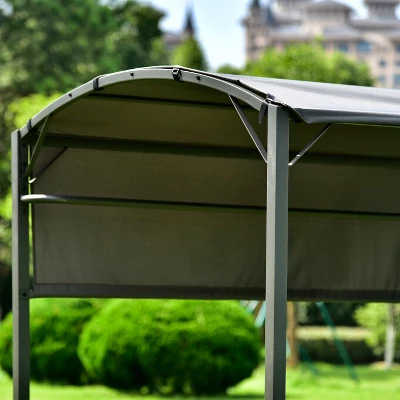 SUGIFT 7 Ft Outdoor Grill Gazebo BBQ Canopy With Side Awning In Gray 4 SUGIFT 7 Ft Outdoor Grill Gazebo BBQ Canopy With Side Awning In Gray - Image 4