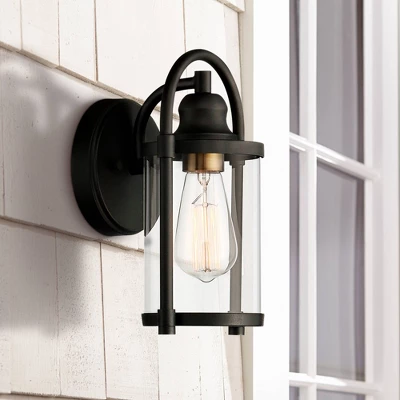 John Timberland Avani Modern Outdoor Wall Light Fixtures Set Of 2 Black Metal 10 1/4" Clear Glass For Post Exterior Barn Deck House Porch Yard Patio 6 John Timberland Avani Modern Outdoor Wall Light Fixtures Set Of 2 Black Metal 10 1/4" Clear Glass For Post Exterior Barn Deck House Porch Yard Patio - Image 6