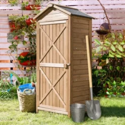 Outdoor Wooden Storage Sheds Fir Wood Lockers With Workstation-ModernLuxe -Sunnydaze Decor Store GUEST 381a5cb7 b8d9 4101 bc4f 321e5c0fc744