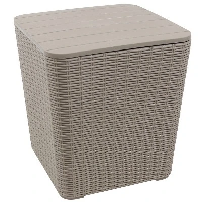 Sunnydaze Decor Sunnydaze Rattan Design Outdoor Side Table With Storage - 11.5-Gal. 10 Sunnydaze Decor Sunnydaze Rattan Design Outdoor Side Table With Storage - 11.5-Gal. - Image 10