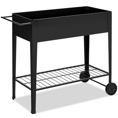 Costway Raised Garden Bed Elevated Planter Box On Wheels Steel Planter W/Shelf 8 Costway Raised Garden Bed Elevated Planter Box On Wheels Steel Planter W/Shelf - Image 8