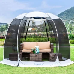 Leedor Outdoor Pop Up Portable Screen Tent With Mesh Netting Fiberglass Gazebo Gray 15 Leedor Outdoor Pop Up Portable Screen Tent With Mesh Netting Fiberglass Gazebo Gray -Sunnydaze Decor Store GUEST 398959be 7756 47b2 afc4 054c802191b2