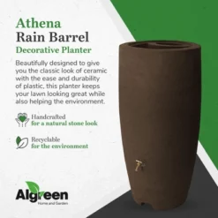 Algreen Athena 80 Gallon Plastic Outdoor Rain Barrel With Brass Spigot And Screen Guard For Rain Water Collection And Storage, Brownstone -Sunnydaze Decor Store GUEST 3994e5dd 1f39 4d39 b00a cc7e951ad1d4
