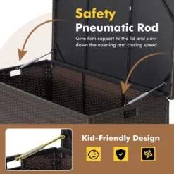 Costway 50 Gallon Patio Rattan Wicker Storage Deck Box Container Wheels W/Liner -Sunnydaze Decor Store GUEST 39b199e0 2968 4245 a4bf 3108f813fe30