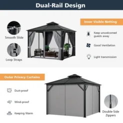 Costway 10' X 10' Patio Double-Top Hardtop Gazebo Galvanized Steel Roof Aluminum Frame -Sunnydaze Decor Store GUEST 39b36285 93ef 4e62 a4cb d8493d9808e7