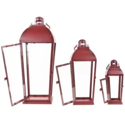 Northlight Set Of 3 Red Antique Style Candle Lanterns 23.5" -Sunnydaze Decor Store GUEST 3a8384c5 8ece 4c7a a72b 90f25d6de35b