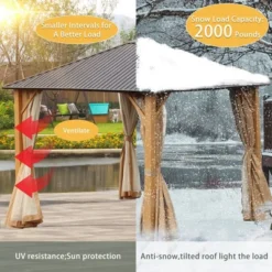 Aoodor Wood Grain Aluminum Gazebo Hardtop Black Steel Roof With Curtain&Netting 10 Aoodor Wood Grain Aluminum Gazebo Hardtop Black Steel Roof With Curtain&Netting -Sunnydaze Decor Store GUEST 3b0b2239 5e3f 403e b09e 9b820b563af7