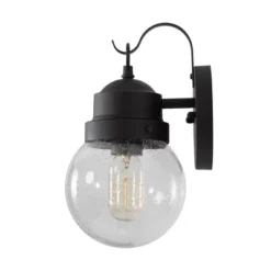 11" Metal/Glass Globe Outdoor Wall Lamp Black - LNC -Sunnydaze Decor Store GUEST 3b2950fd cd6a 4152 9f1c f086fed9a9d1