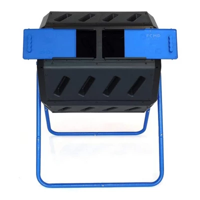 FCMP Outdoor 37 Gallon 8 Sided Plastic Dual Chamber Double Door Tumbling Composter Outdoor Elevated Rotating Garden Compost Bin, Blue/Black 3 FCMP Outdoor 37 Gallon 8 Sided Plastic Dual Chamber Double Door Tumbling Composter Outdoor Elevated Rotating Garden Compost Bin, Blue/Black - Image 3
