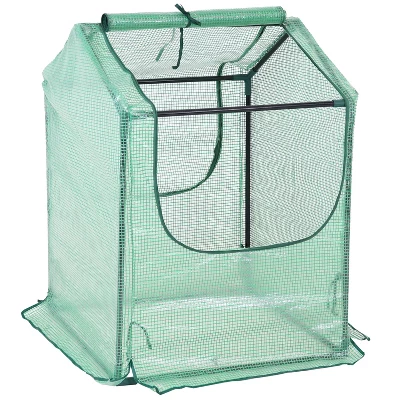 Sunnydaze Decor Sunnydaze Mini Greenhouse With 2 Zippered Side Doors - Green 10 Sunnydaze Decor Sunnydaze Mini Greenhouse With 2 Zippered Side Doors - Green - Image 10