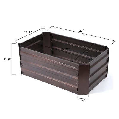 LuxenHome Brown Metal 32" X 20.2" Rectangular Garden Bed 6 LuxenHome Brown Metal 32" X 20.2" Rectangular Garden Bed - Image 6
