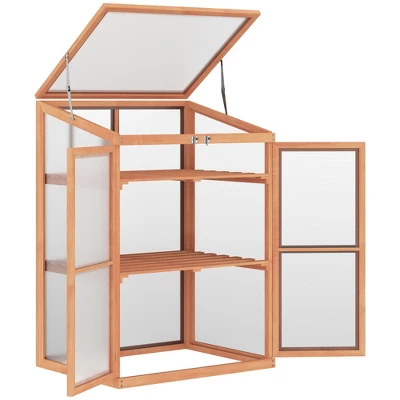 Outsunny Wooden Cold Frame Small Mini Planter Box For Outdoor And Indoor, Natural, 30" L X 24" W X 44" H 8 Outsunny Wooden Cold Frame Small Mini Planter Box For Outdoor And Indoor, Natural, 30" L X 24" W X 44" H - Image 8