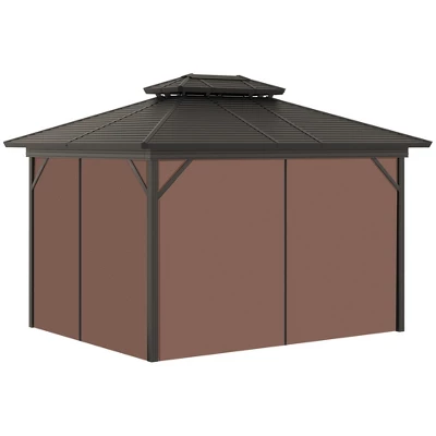 Outsunny Outdoor Hardtop Gazebo Galvanized Steel Canopy With Aluminum Frame Double Vented Roof Pergola With Netting And Curtains For Patios, Gardens, Lawns, Dark Brown 3 Outsunny Outdoor Hardtop Gazebo Galvanized Steel Canopy With Aluminum Frame Double Vented Roof Pergola With Netting And Curtains For Patios, Gardens, Lawns, Dark Brown - Image 3