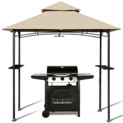 Costway 8' X 5' Outdoor Patio Barbecue Grill Gazebo W/ LED Lights 2-Tier Canopy Top Tan -Sunnydaze Decor Store GUEST 3e9cc2cb 7c9f 441c a7df 537f28da1f25