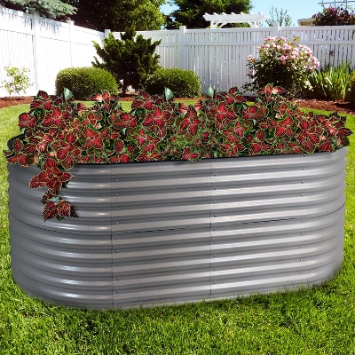 Sunnydaze Decor Sunnydaze Large Oval Steel Raised Garden Bed - Stand-Up Height - 79" W X 32" H 1 Sunnydaze Decor Sunnydaze Large Oval Steel Raised Garden Bed - Stand-Up Height - 79" W X 32" H