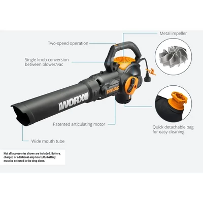 Worx WG512 TRIVAC 12-Amp Electric 3-IN-1 Blower / Mulcher / Yard Vacuum With Leaf Collection System 4 Worx WG512 TRIVAC 12-Amp Electric 3-IN-1 Blower / Mulcher / Yard Vacuum With Leaf Collection System - Image 4