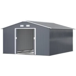 Outsunny 11' X 13' Metal Storage Shed Garden Tool House With Double Sliding Doors, 4 Air Vents For Backyard, Patio, Lawn Dark Gray -Sunnydaze Decor Store GUEST 4176ab92 fbba 4af3 840d bc414a119477