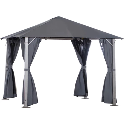 Outsunny Patio Gazebo 10' X 10' Outdoor Soft Top Canopy Tent With Zippered Mesh Sidewalls, Privacy Curtains, Netting 3 Outsunny Patio Gazebo 10' X 10' Outdoor Soft Top Canopy Tent With Zippered Mesh Sidewalls, Privacy Curtains, Netting - Image 3