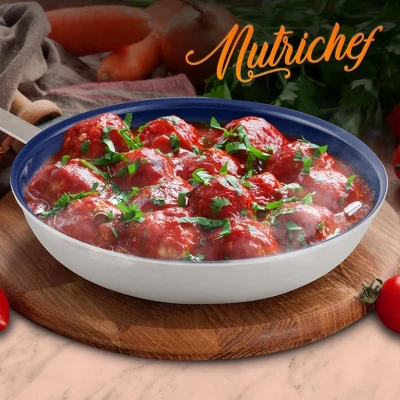 NutriChef 8" Small Fry Pan - Small Skillet Nonstick Frying Pan With Silicone Handle, Ceramic Coating, Blue Silicone Handle 2 NutriChef 8" Small Fry Pan - Small Skillet Nonstick Frying Pan With Silicone Handle, Ceramic Coating, Blue Silicone Handle - Image 2