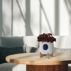 Sagebrook Home 10"x10" Funky Ceramic Planter Pot With Stand White -Sunnydaze Decor Store GUEST 434c2a7b 03ad 48f2 9c43 4f3ad63873be