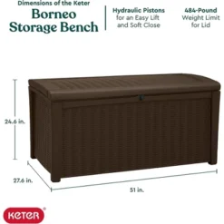 Keter Borneo 110 Gallon All Weather Weatherproof Rattan Wicker Resin Outdoor Backyard Patio Porch Deck Organization Storage Box Bench, Brown (2 Pack) 7 Keter Borneo 110 Gallon All Weather Weatherproof Rattan Wicker Resin Outdoor Backyard Patio Porch Deck Organization Storage Box Bench, Brown (2 Pack) -Sunnydaze Decor Store GUEST 4415b887 aeec 4427 b39c 22ab4cc847cc