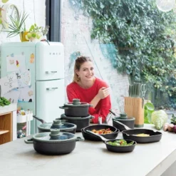 BergHOFF FOREST Nonstick Wok Pan, Strainer Glass Lid With Spoon Rest -Sunnydaze Decor Store GUEST 4497a72e 4463 4c68 b222 f2d97999e9f6