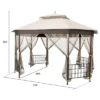 Costway 10'x12' Patio Gazebo Canopy Shelter Double Top Netting Sidewalls Beige