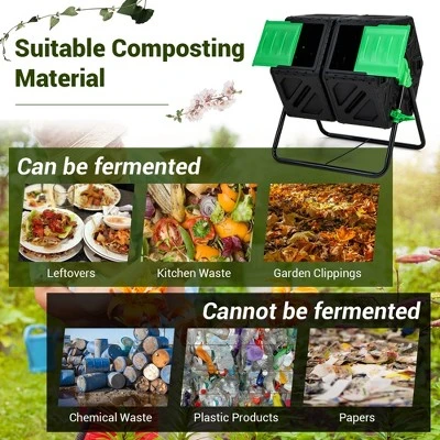 Costway Dual Chamber Compost Tumbler Outdoor Rotating Chamber Compost Bin 34.5 Gallon 7 Costway Dual Chamber Compost Tumbler Outdoor Rotating Chamber Compost Bin 34.5 Gallon - Image 7