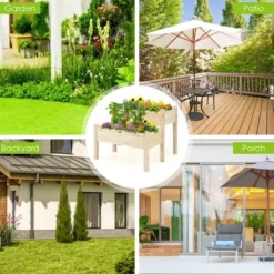 Costway 2 Tier Wooden Raised Garden Bed Elevated Planter Box W/Legs Drain Holes -Sunnydaze Decor Store GUEST 4738be58 7ec2 468a a1ec bb40655a04c0