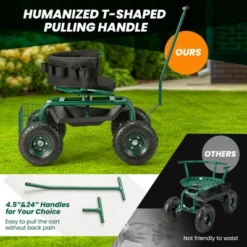 Costway Rolling Garden Cart Outdoor Gardening Workseat With Adjustable Height &Tool Storage -Sunnydaze Decor Store GUEST 47531cdb 362d 4eb1 a849 062bd34c289e