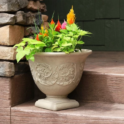 Sunnydaze Decor Sunnydaze Indoor/Outdoor Patio, Garden, Or Porch Weather-Resistant Double-Walled Darcy Flower Pot Planter - 16" - Beige 1 Sunnydaze Decor Sunnydaze Indoor/Outdoor Patio, Garden, Or Porch Weather-Resistant Double-Walled Darcy Flower Pot Planter - 16" - Beige