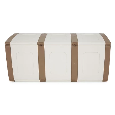 Homeplast Bold Indoor Outdoor Plastic Storage Trunk Resin Deck Box For Storing Pillows, Patio Cushions, And Firewood, 79 Gal Capacity 2 Homeplast Bold Indoor Outdoor Plastic Storage Trunk Resin Deck Box For Storing Pillows, Patio Cushions, And Firewood, 79 Gal Capacity - Image 2