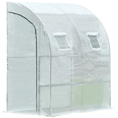Aoodor 6.7ft. X 3.3ft. X 7.2ft. Outdoor Walk-in Greenhouse Lean To Portable Wall Two Doors 7 Aoodor 6.7ft. X 3.3ft. X 7.2ft. Outdoor Walk-in Greenhouse Lean To Portable Wall Two Doors - Image 7