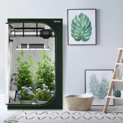 Costway 4x4 Grow Tent, 48''x48''x80'' High Reflective Mylar W/Observation Window GrayBlack -Sunnydaze Decor Store GUEST 48fe2b6b a24b 4edf a631 24678787d547