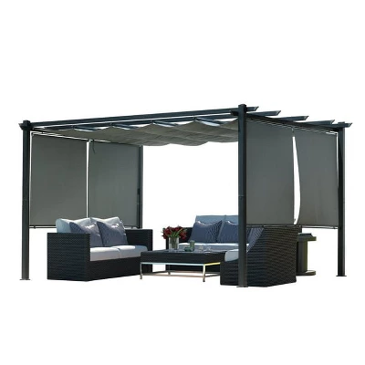 Aoodor 10 X 13 Ft Outdoor Pergola With Retractable Canopy, Aluminum Frame, 4 Pieces Patio Sun Shade Shelter For Backyard, Deck 8 Aoodor 10 X 13 Ft Outdoor Pergola With Retractable Canopy, Aluminum Frame, 4 Pieces Patio Sun Shade Shelter For Backyard, Deck - Image 8