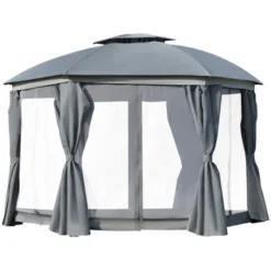 Outsunny 12' X 12' Round Outdoor Gazebo, Patio Dome Gazebo Canopy Shelter With Double Roof, Netting Sidewalls And Curtains, Zippered Doors, Strong Steel Frame 13 Outsunny 12' X 12' Round Outdoor Gazebo, Patio Dome Gazebo Canopy Shelter With Double Roof, Netting Sidewalls And Curtains, Zippered Doors, Strong Steel Frame -Sunnydaze Decor Store GUEST 4ac78002 3dcd 4a29 8188 dea07fdf9a0a