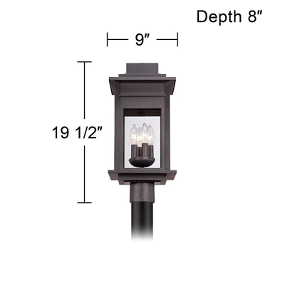 Franklin Iron Works Outdoor Post Light Fixture Black Specked Gray 19 1/2" Clear Glass For Exterior Garden Yard Patio Driveway 3 Franklin Iron Works Outdoor Post Light Fixture Black Specked Gray 19 1/2" Clear Glass For Exterior Garden Yard Patio Driveway - Image 3